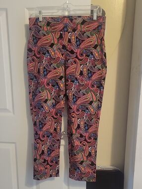 Attyre Petite Sz12P Paisley Mod Cropped Ankle Pants - Multicolor with stretch